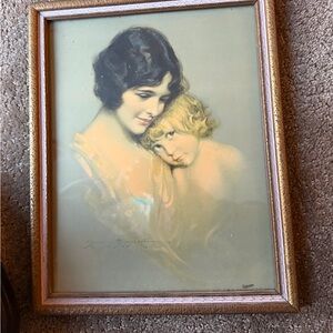 Vintage Framed Mother and Child Portrait